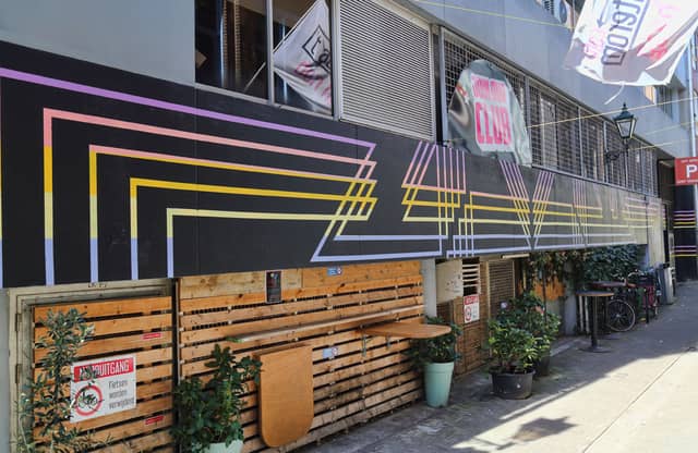Untitled (nested rectangles with rainbow gradient lines), photo from the city's open data