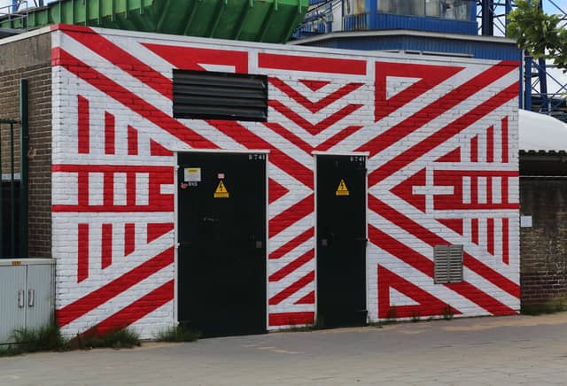 Untitled (red and white geometric patterns), photo from the city's open data